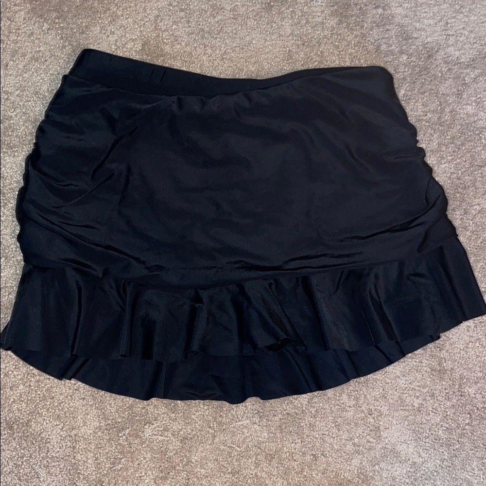 Elegant Black Ruffle Swim Skirt